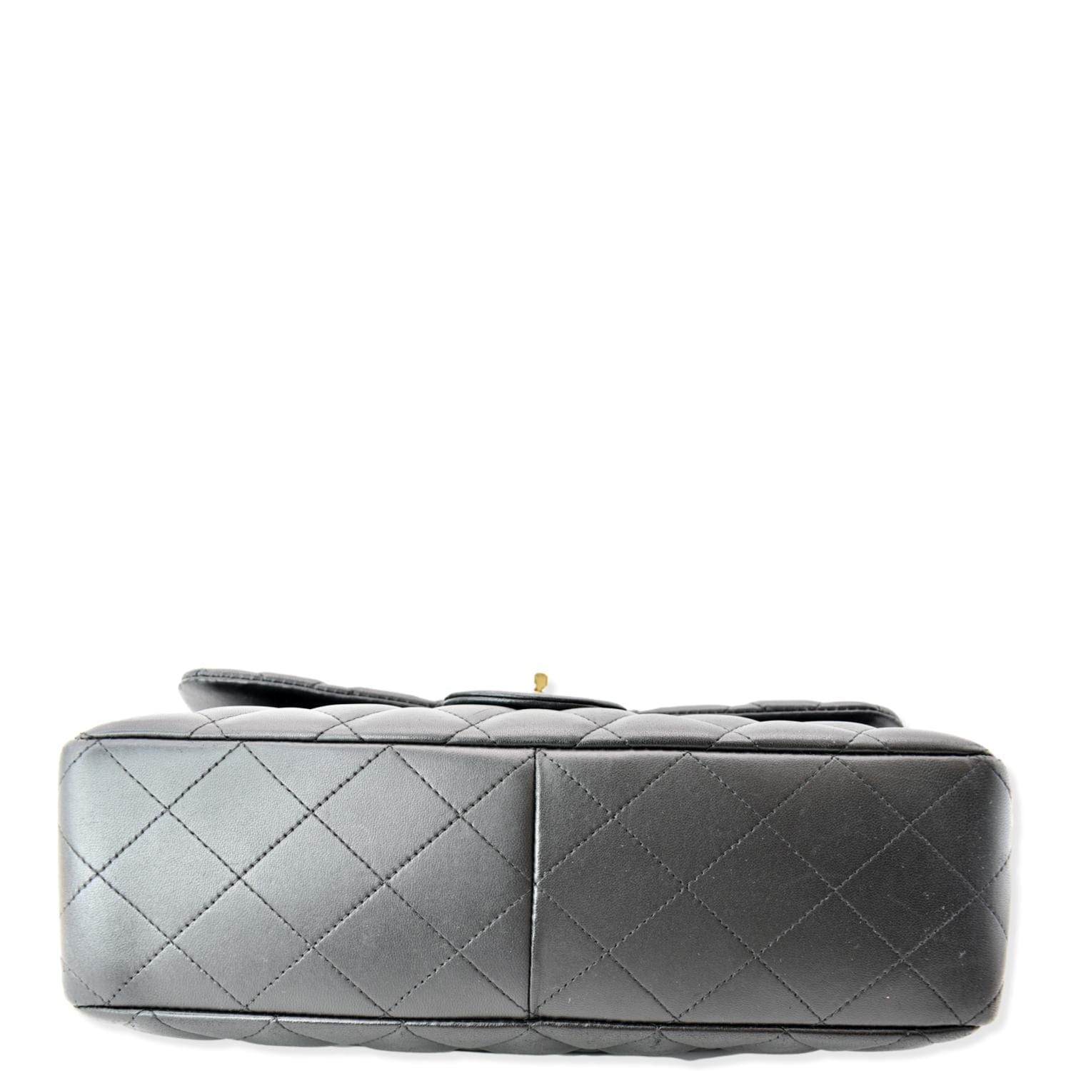 CHANEL Classic Jumbo Flap Lambskin Leather Shoulder Bag Black
