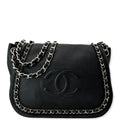 CHANEL CC Chain Around Flap Pebbled Calfskin Shoulder Bag Black