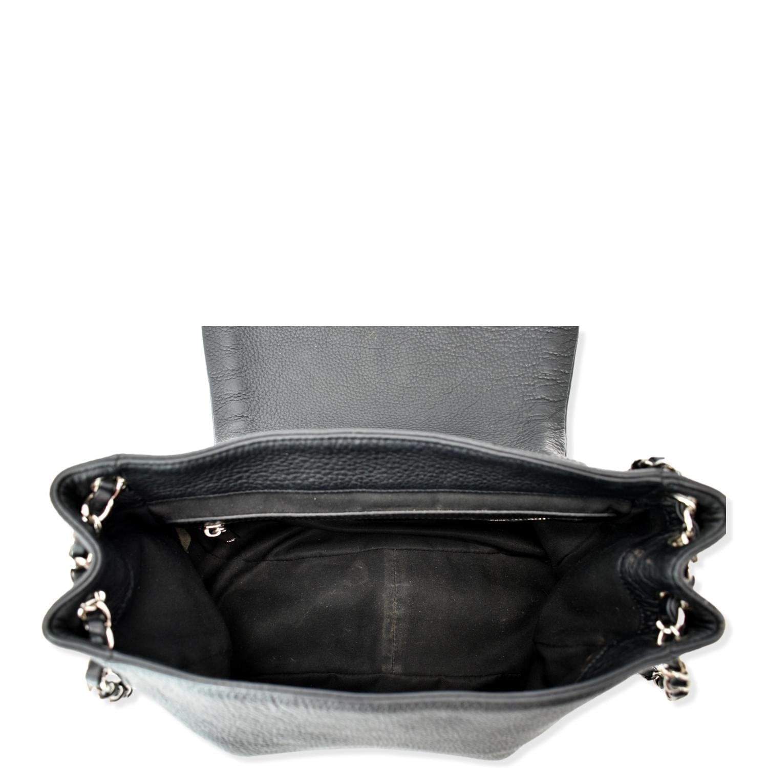 CHANEL CC Chain Around Flap Pebbled Calfskin Shoulder Bag Black