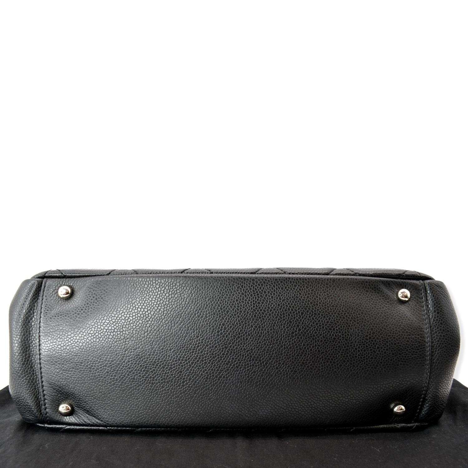 CHANEL Timeless CC Soft Quilted Caviar Leather Shopping Tote Bag Black