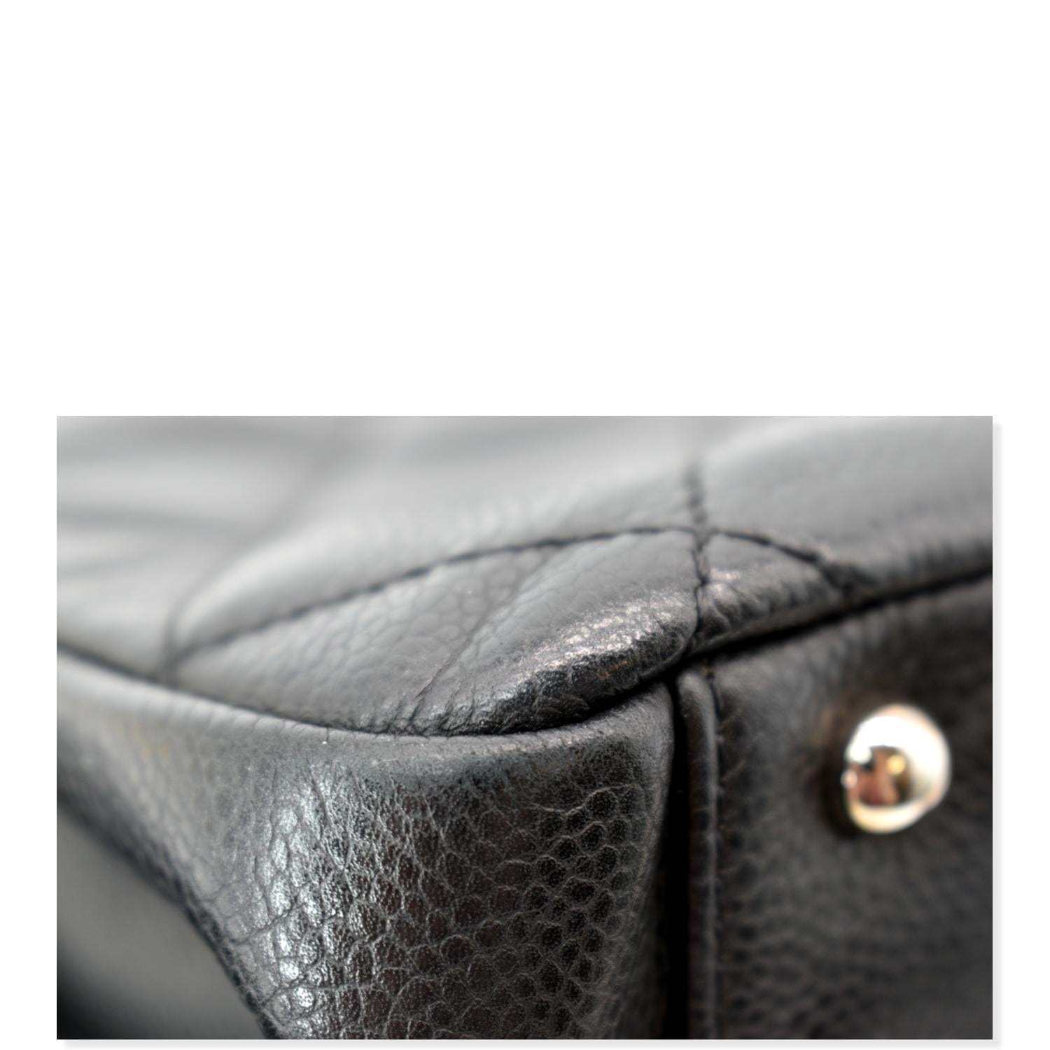 CHANEL Timeless CC Soft Quilted Caviar Leather Shopping Tote Bag Black