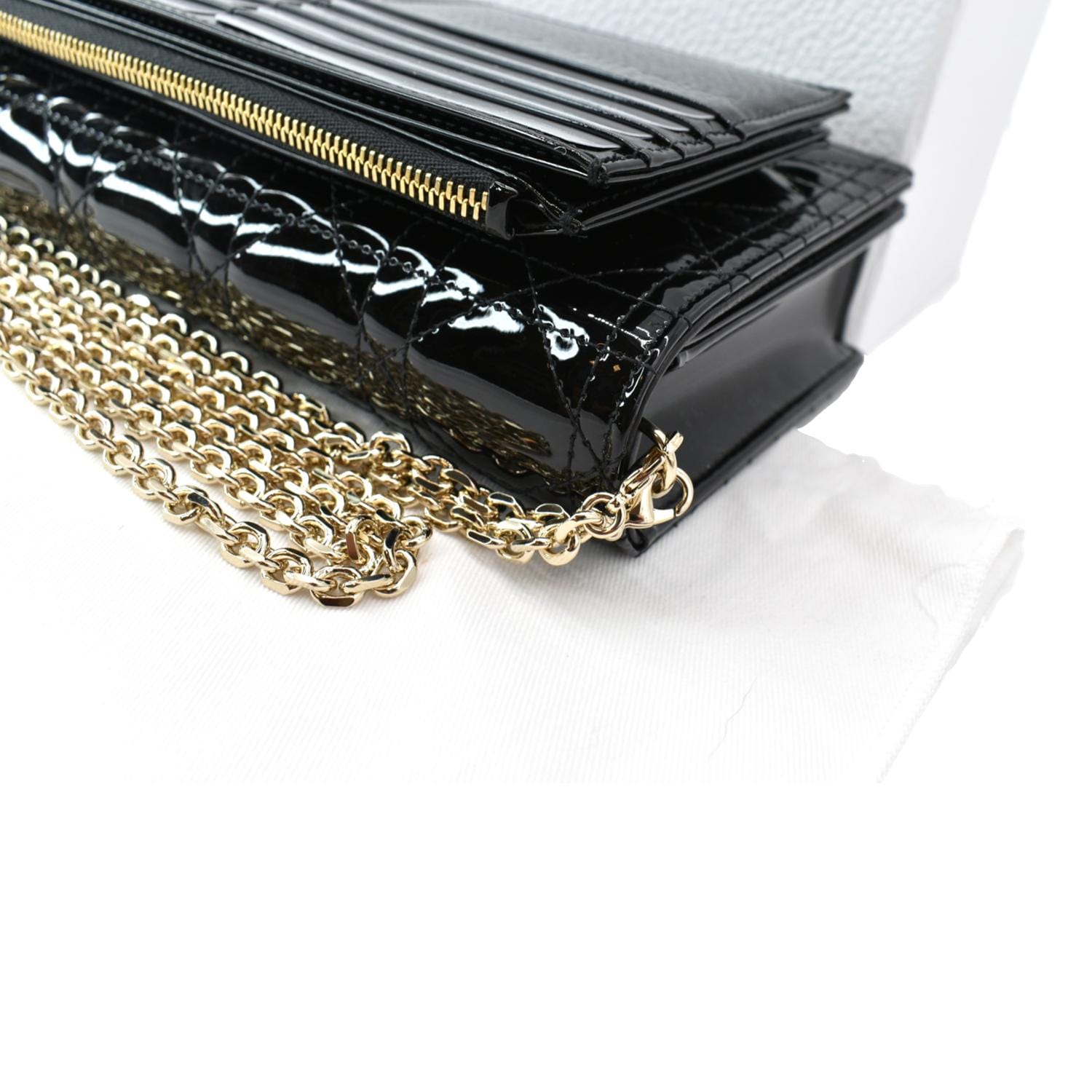 CHRISTIAN DIOR The Lady Dior Leather Chain Pouch Bag Black