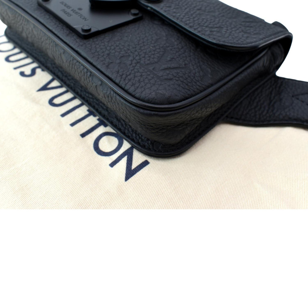 LOUIS VUITTON S-Lock Sling Monogram Leather Shoulder Bag Black