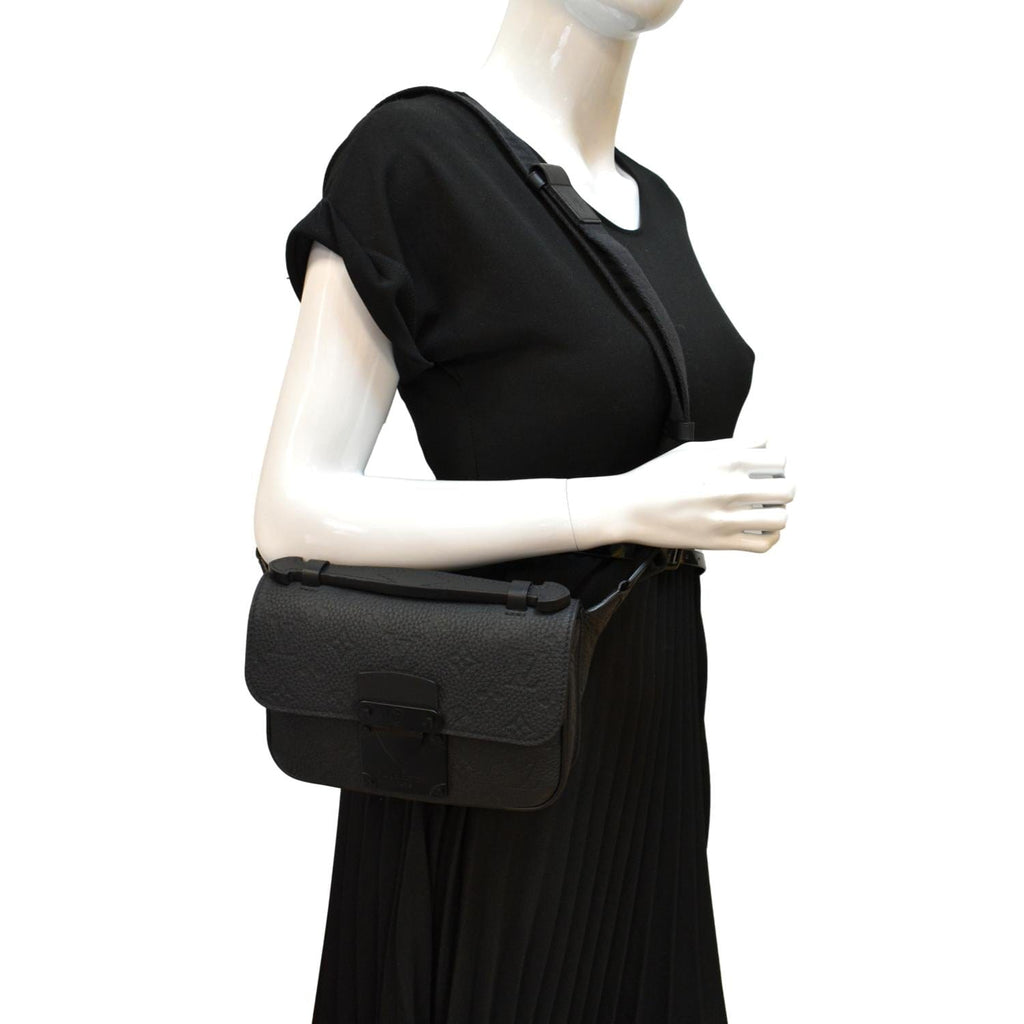 LOUIS VUITTON S-Lock Sling Monogram Leather Shoulder Bag Black