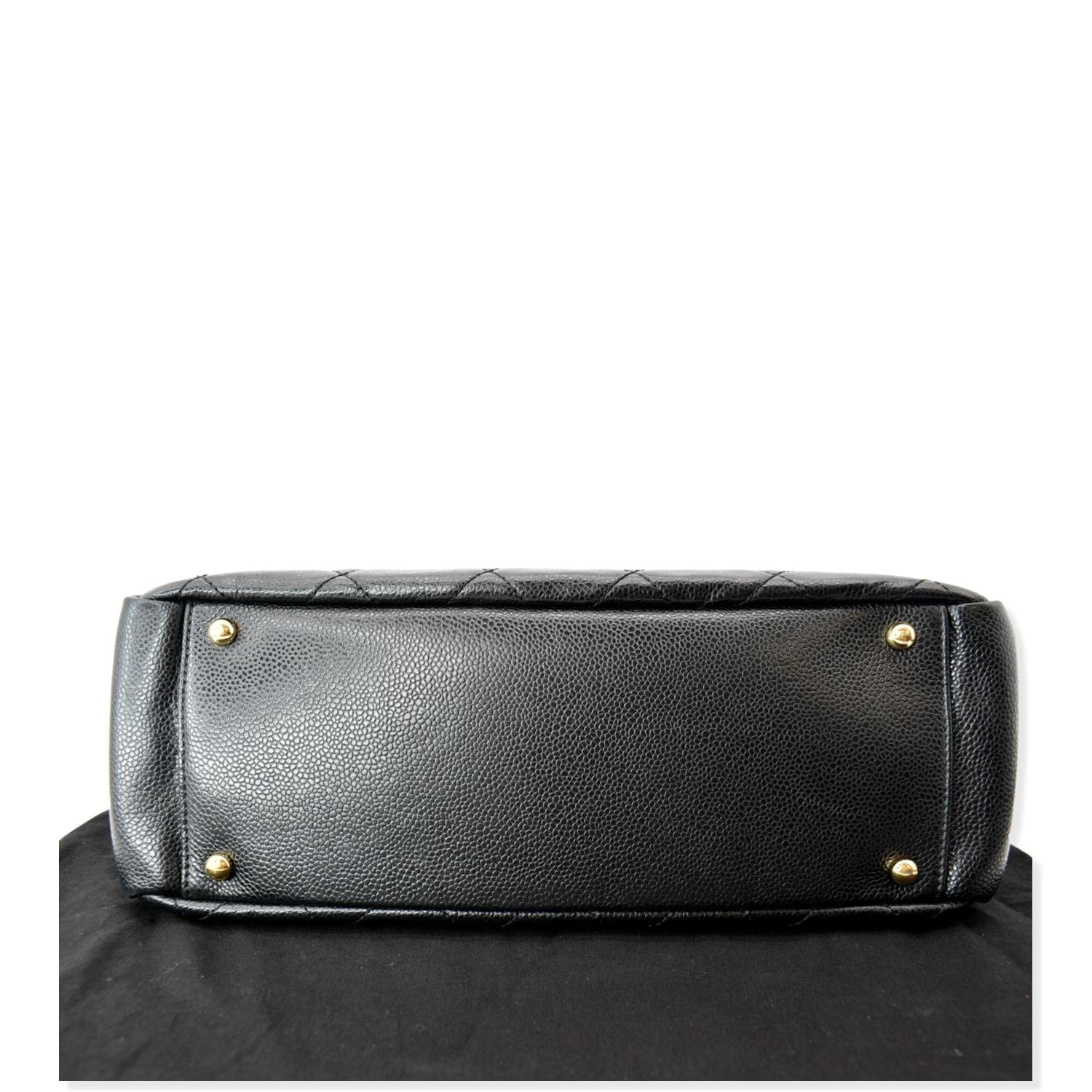 CHANEL Timeless CC Soft Quilted Caviar Leather Shopping Tote Bag Black