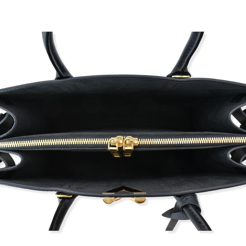 LOUIS VUITTON Very Tote MM Monogram Cuir Plume Shoulder Bag Noir Black
