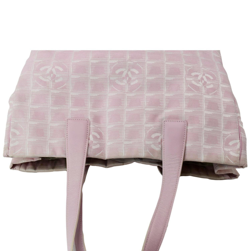 CHANEL CC Logo Travel Line Large Nylon Tote Bag Light Pink
