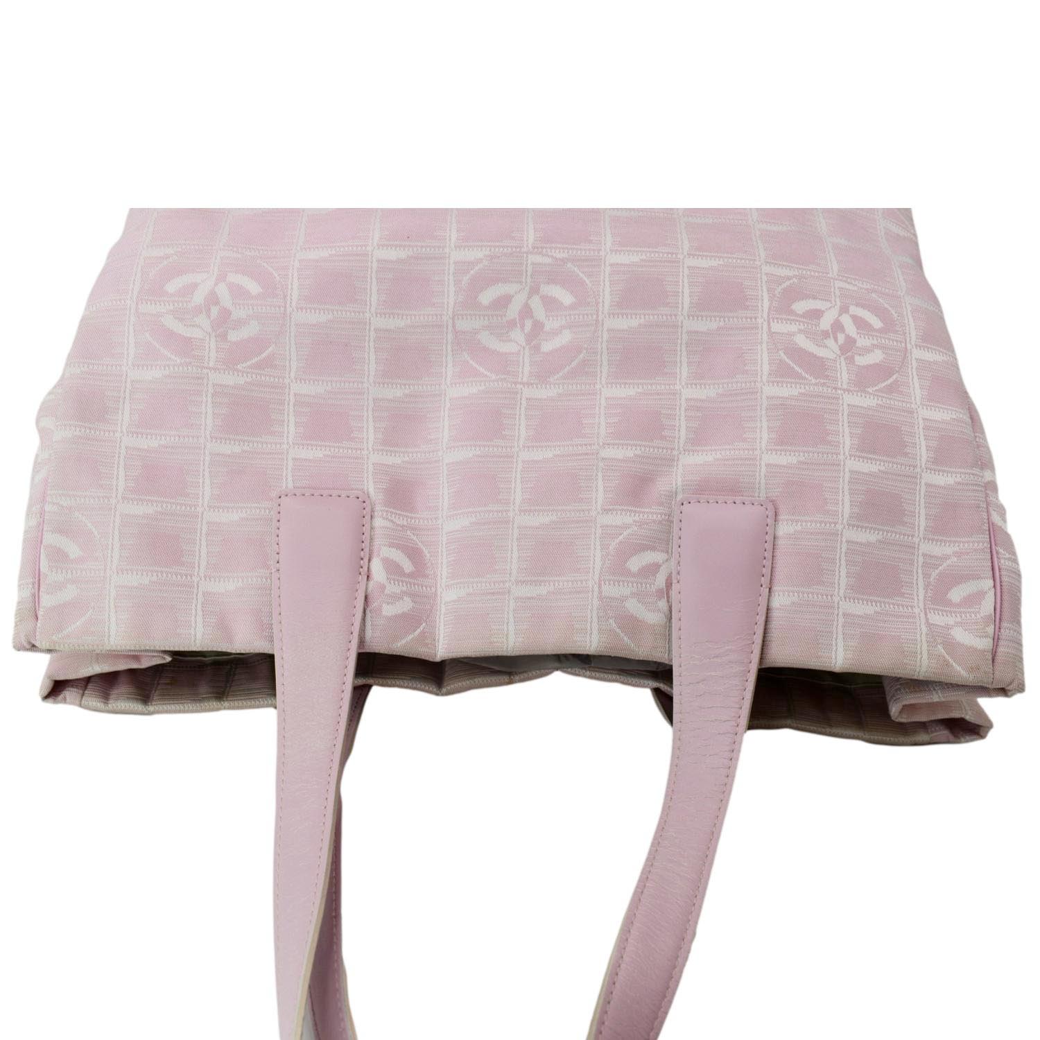 CHANEL CC Logo Travel Line Large Nylon Tote Bag Light Pink