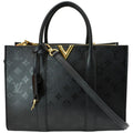 LOUIS VUITTON Very Tote MM Monogram Cuir Plume Shoulder Bag Noir Black