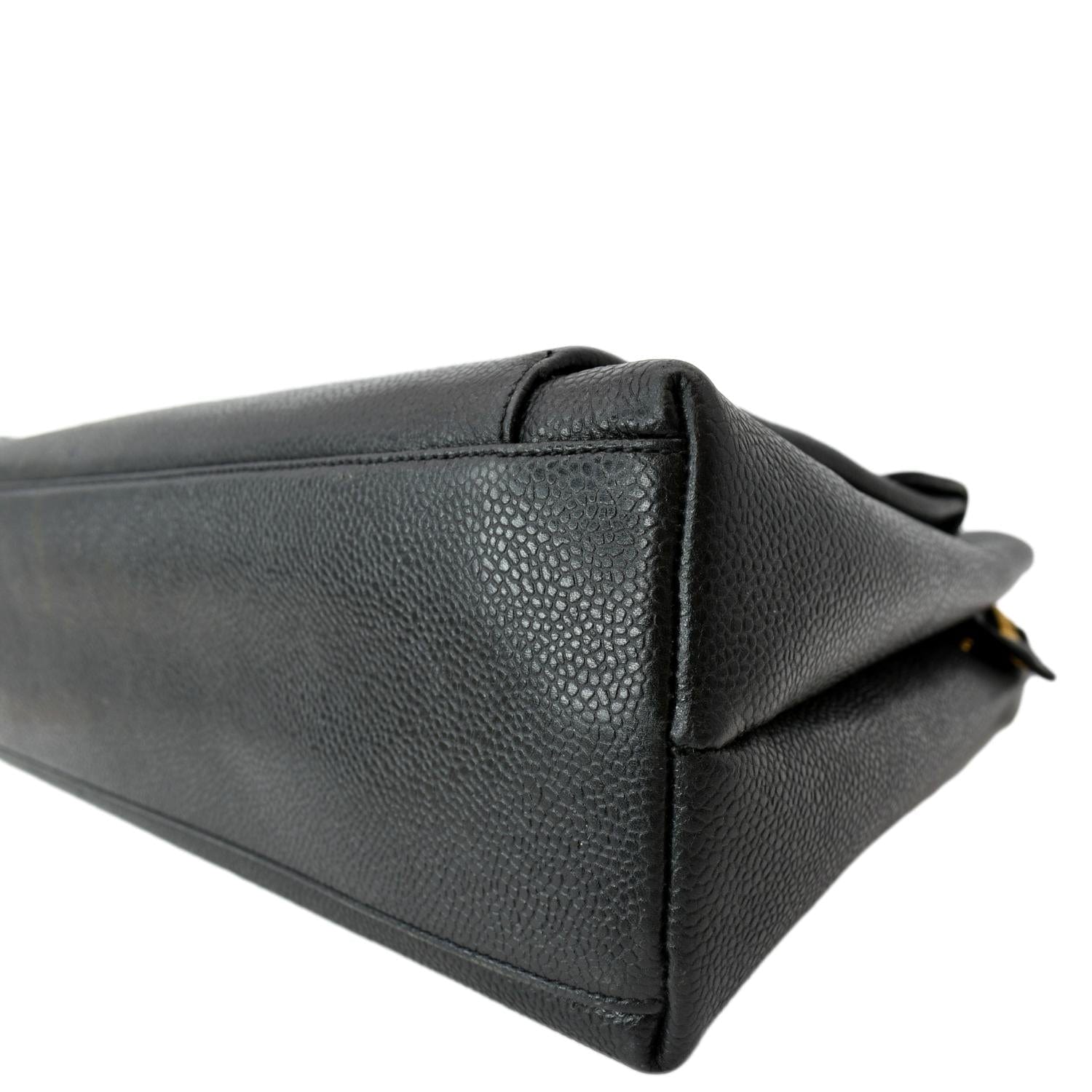 CHANEL Vintage Front Pocket Caviar Leather Shoulder Bag Black