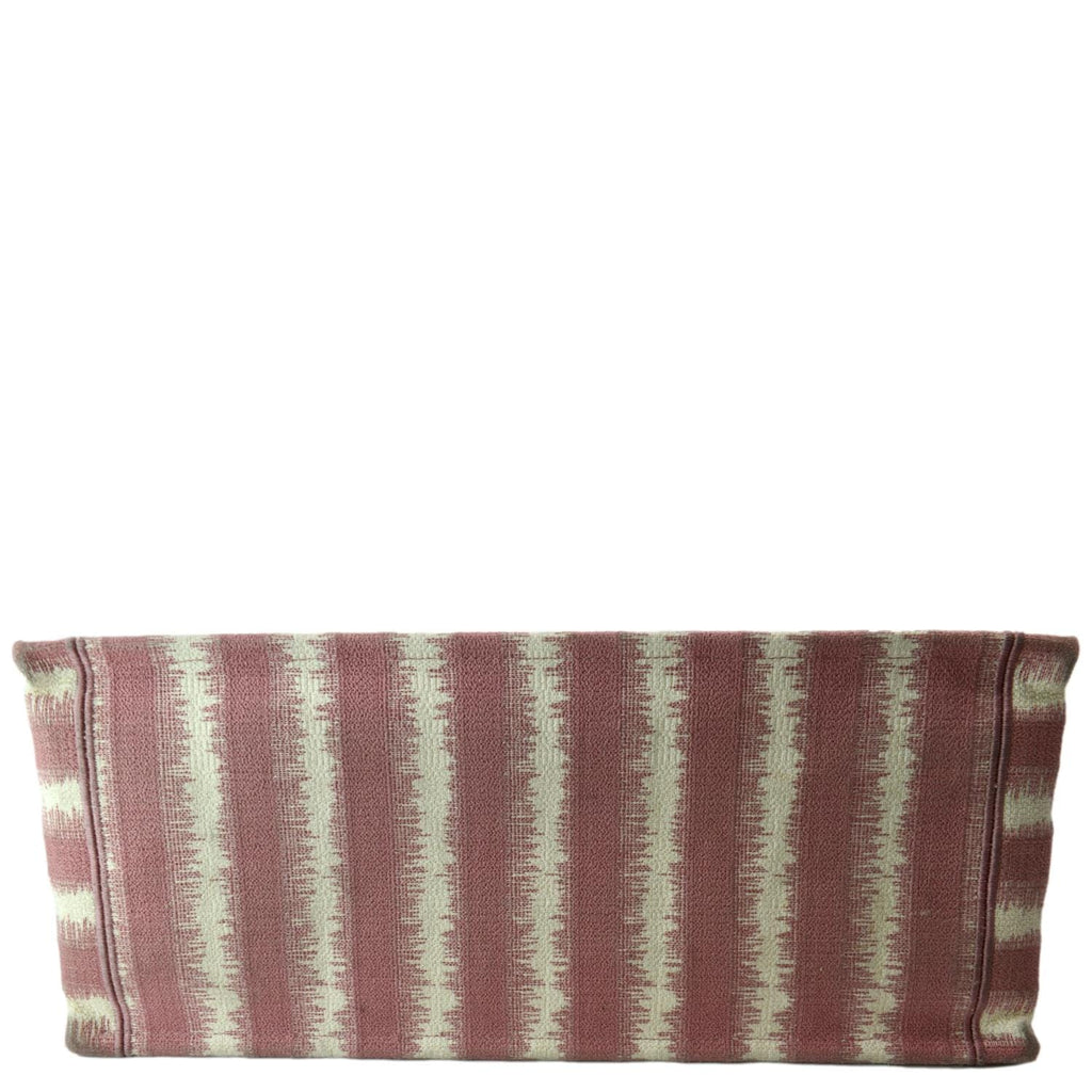 CHRISTIAN DIOR Book Stripe Embroidered Canvas Tote Bag Pink