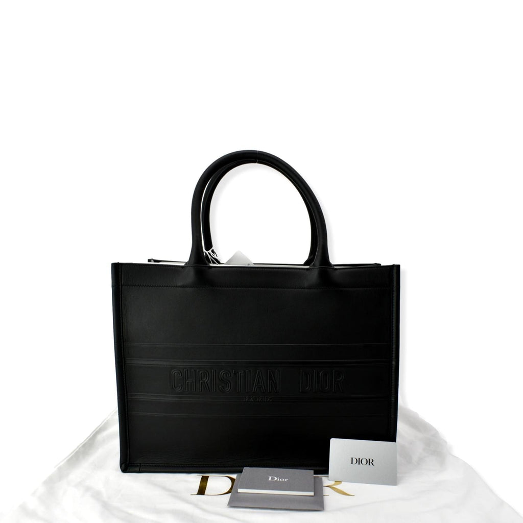 CHRISTIAN DIOR Medium Dior Book Calfskin Tote Bag Black