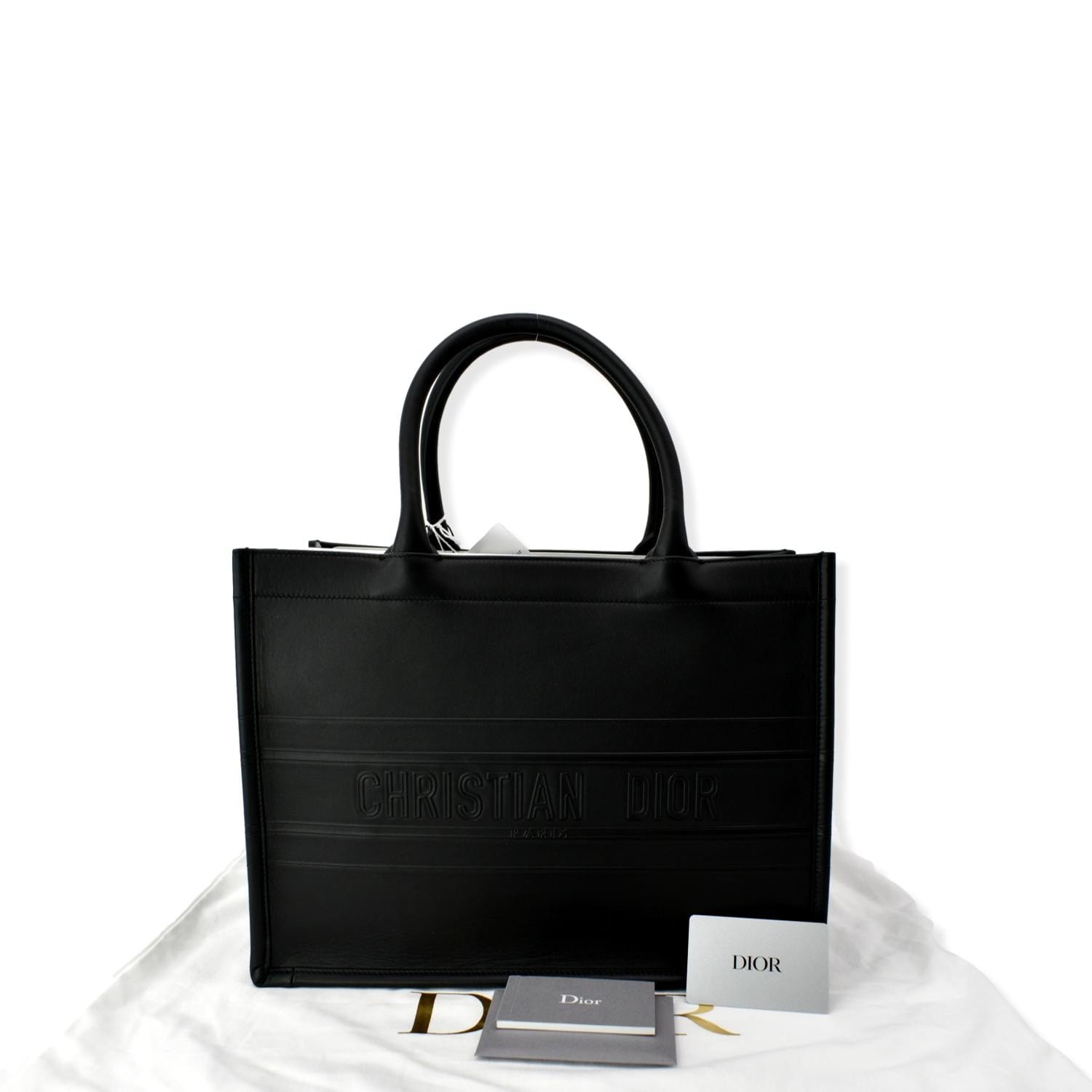 CHRISTIAN DIOR Medium Dior Book Calfskin Tote Bag Black