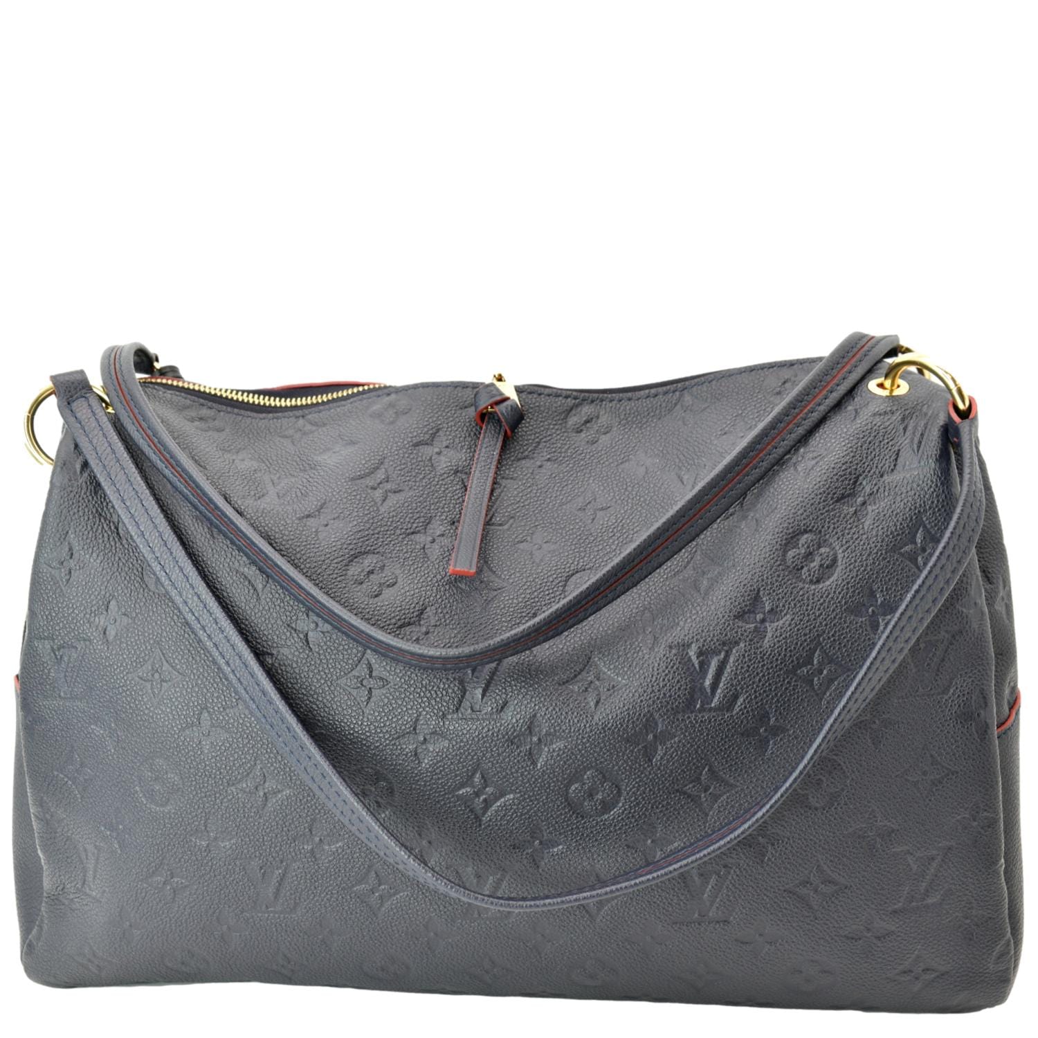 LOUIS VUITTON Ponthieu MM Monogram Empreinte Leather Shoulder Bag Navy Blue