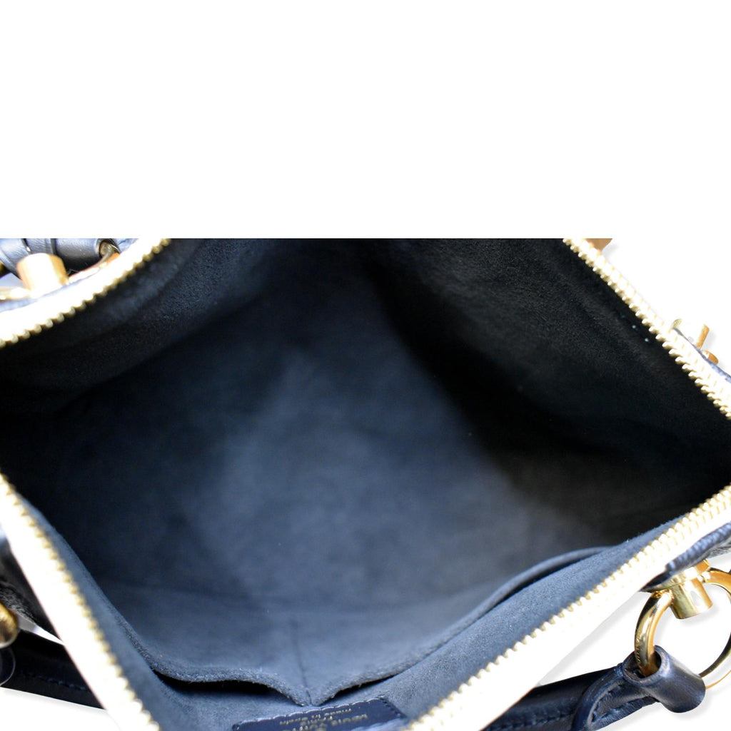 LOUIS VUITTON V BB Monogram Empreinte Tote Shoulder Bag Beige/Black