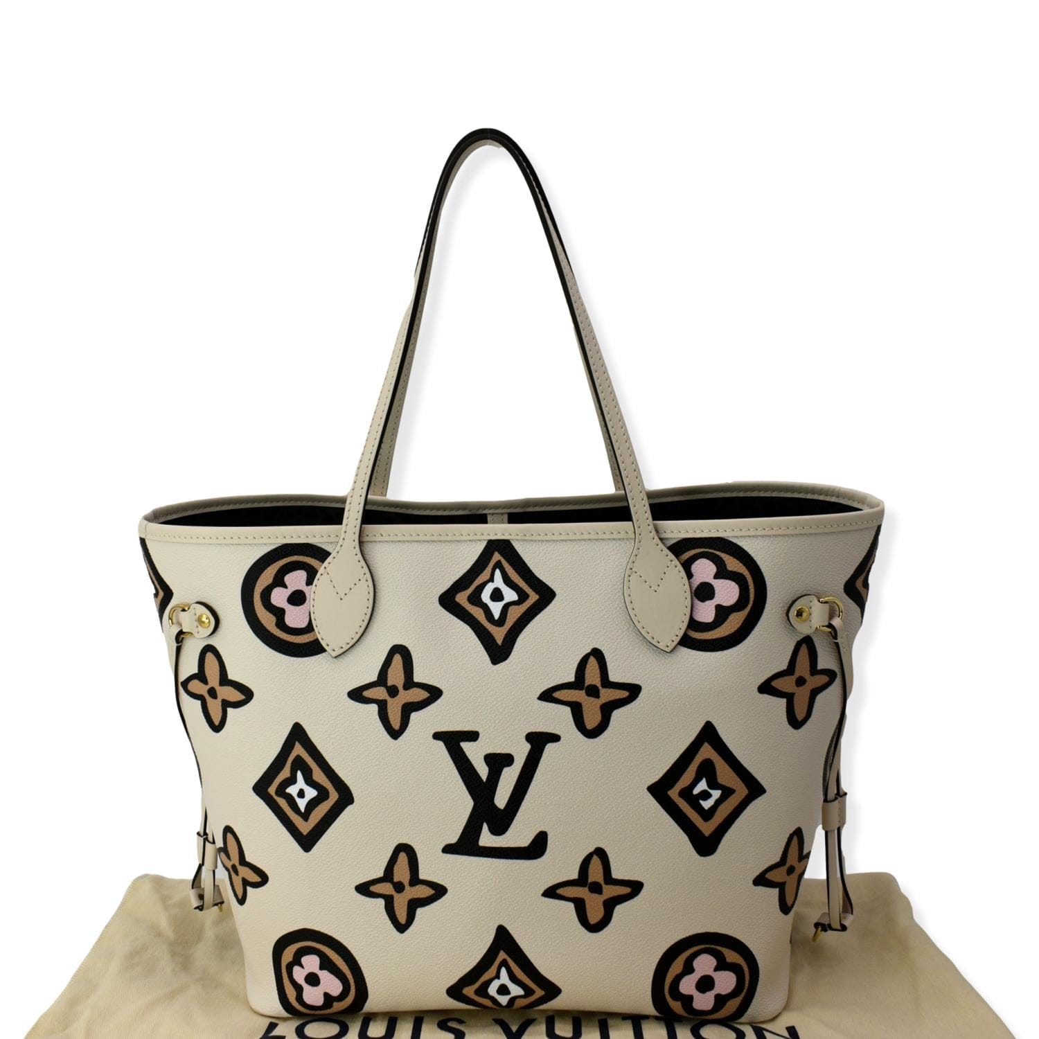 LOUIS VUITTON Neverfull MM Wild At Heart Monogram Canvas Tote Bag Cream