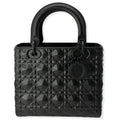 CHRISTIAN DIOR Medium Black Lady Dior Cannage Calfskin Shoulder Bag Black