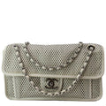 CHANEL Up in the Air Classic Flap Perforated Calfskin Shoulder Bag White