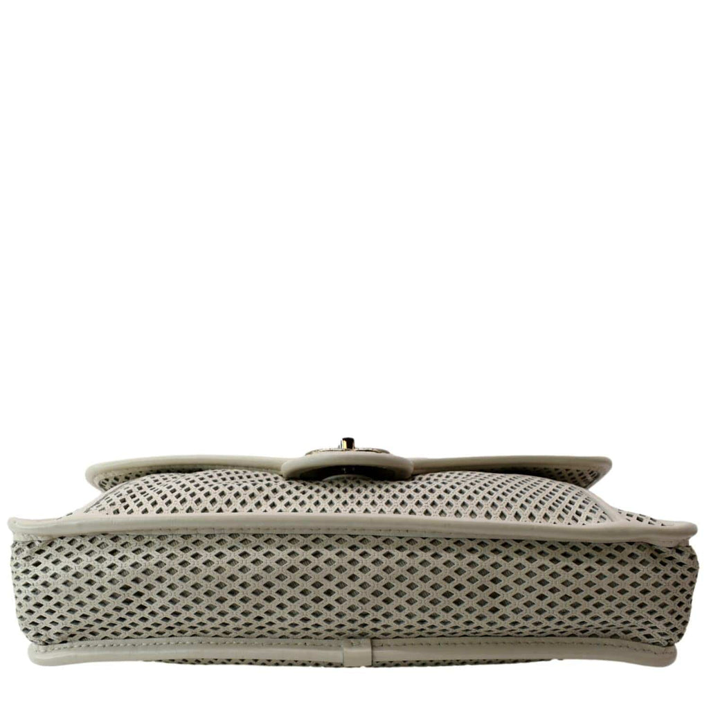 CHANEL Up in the Air Classic Flap Perforated Calfskin Shoulder Bag White