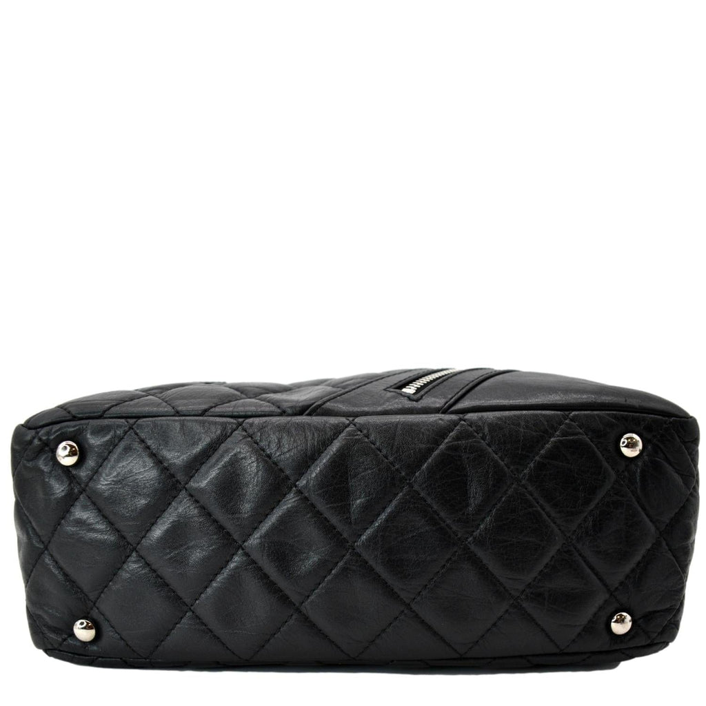 CHANEL Vintage Leather Chain Shoulder Bag Black