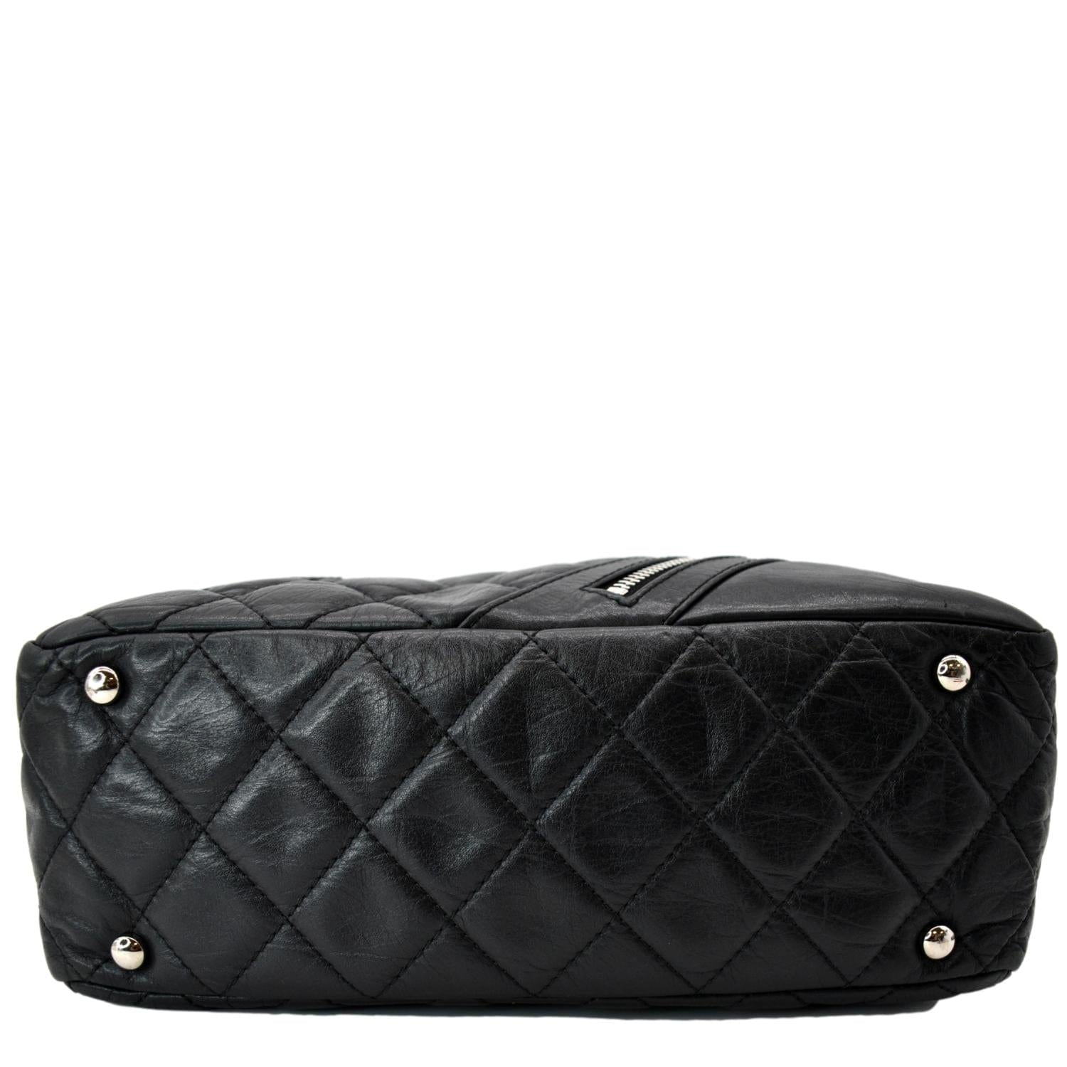 CHANEL Vintage Leather Chain Shoulder Bag Black