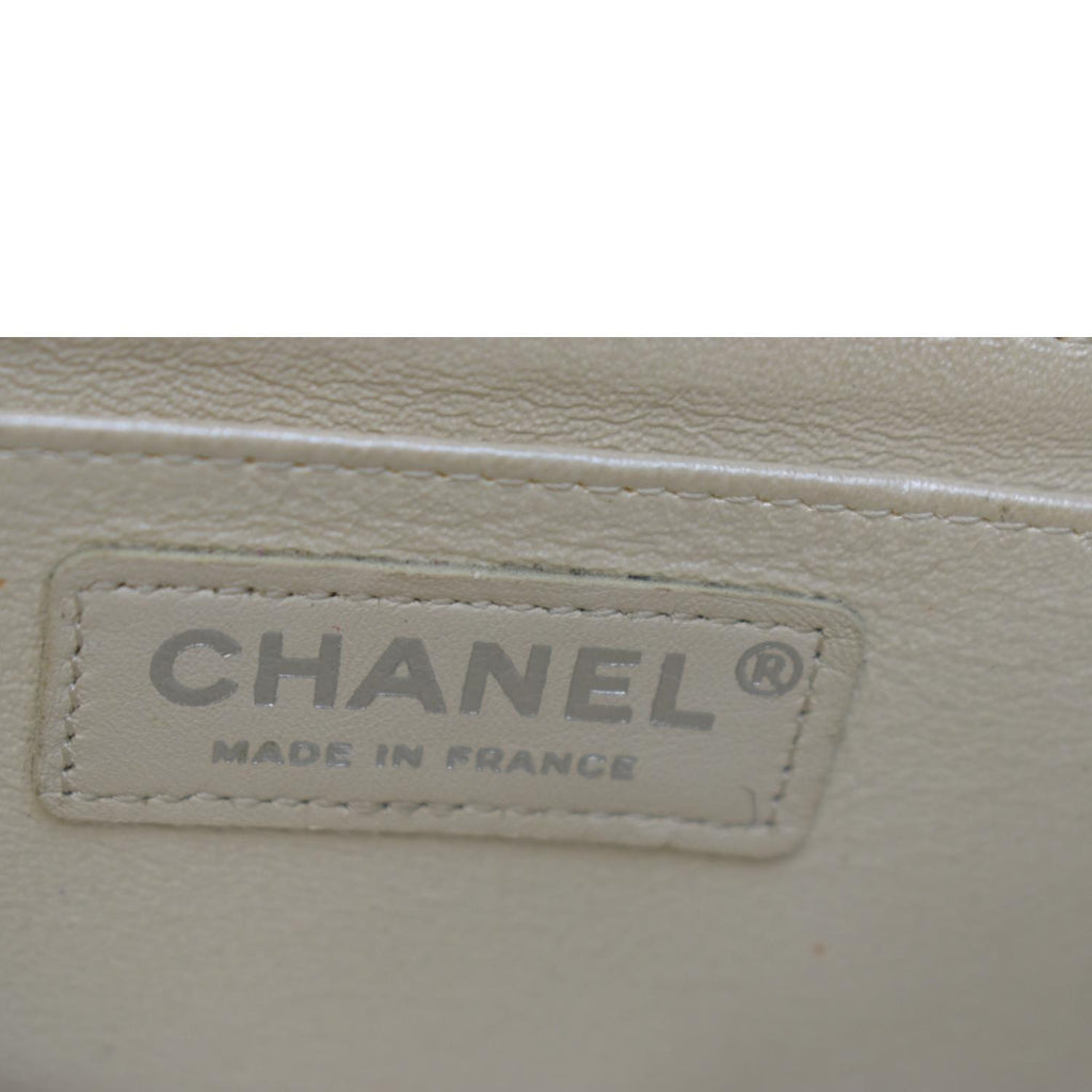 CHANEL Mini Flap Grained Calfskin Leather Crossbody Bag White
