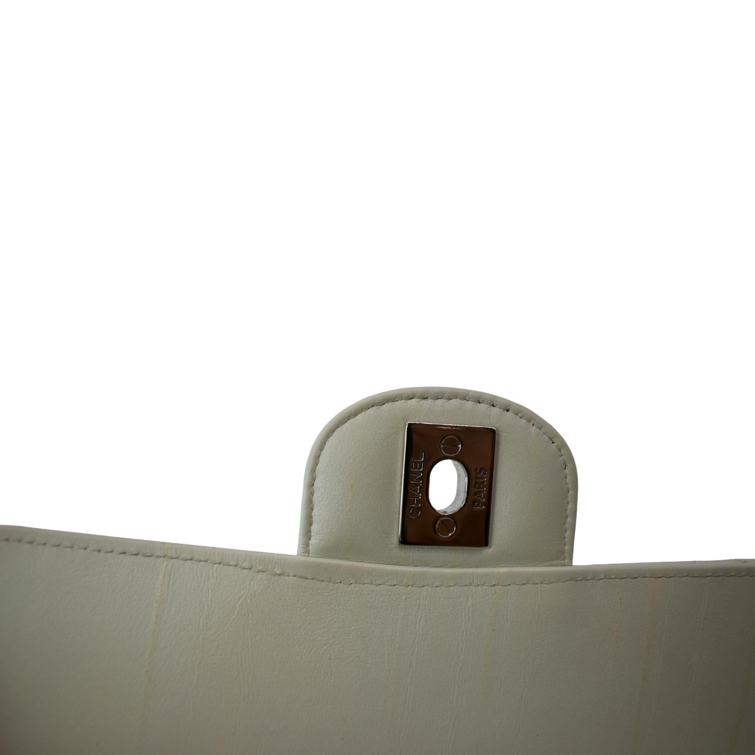 CHANEL Mini Flap Grained Calfskin Leather Crossbody Bag White