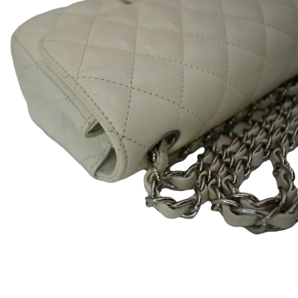 CHANEL Mini Flap Grained Calfskin Leather Crossbody Bag White