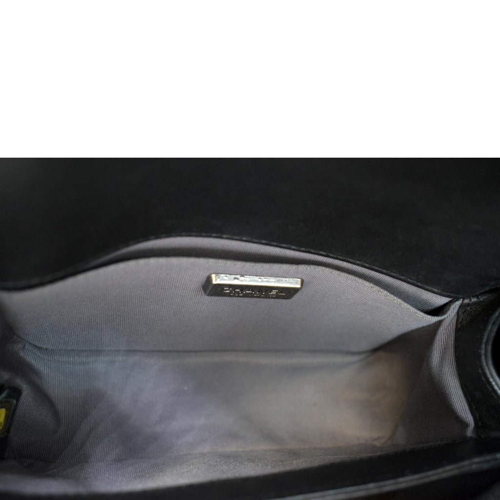 CHANEL Small Flap Boy Python Leather Shoulder Bag Black