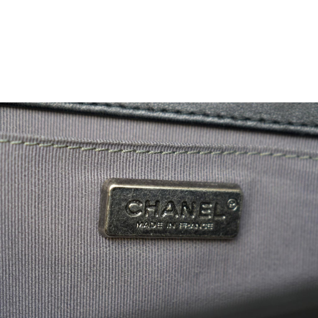 CHANEL Small Flap Boy Python Leather Shoulder Bag Black