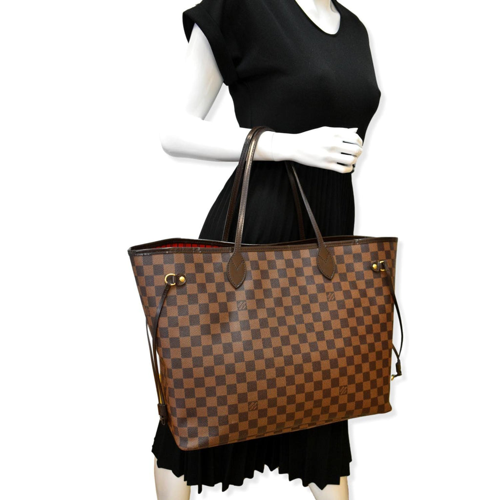 LOUIS VUITTON Neverfull GM Damier Ebene Tote Bag Brown
