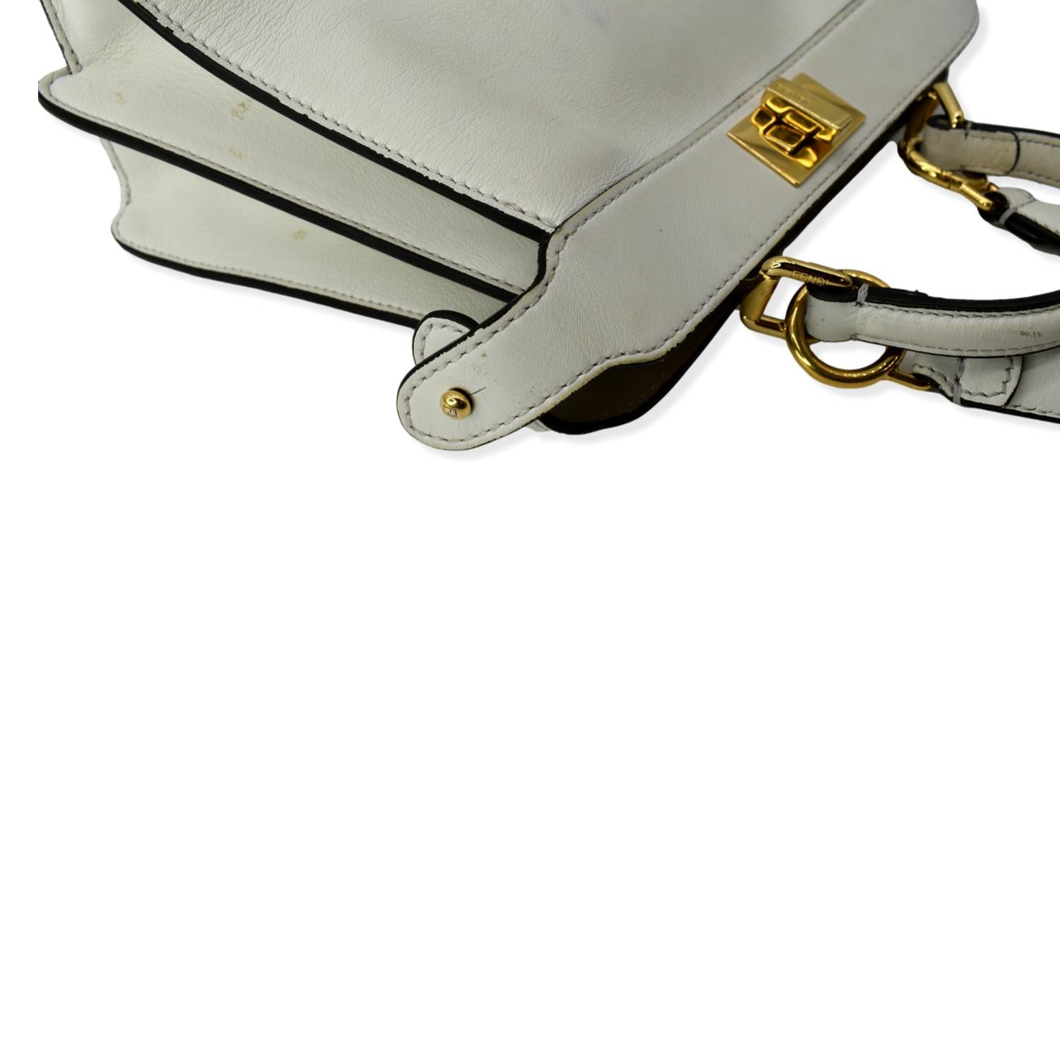 FENDI Peekaboo Iseeu Small Leather Tote Bag White
