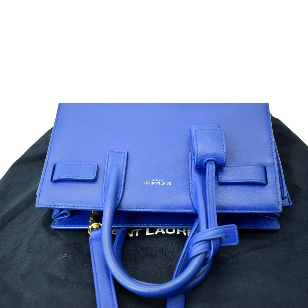 YVES SAINT LAURENT Sac de Jour Leather Shoulder Bag Blue