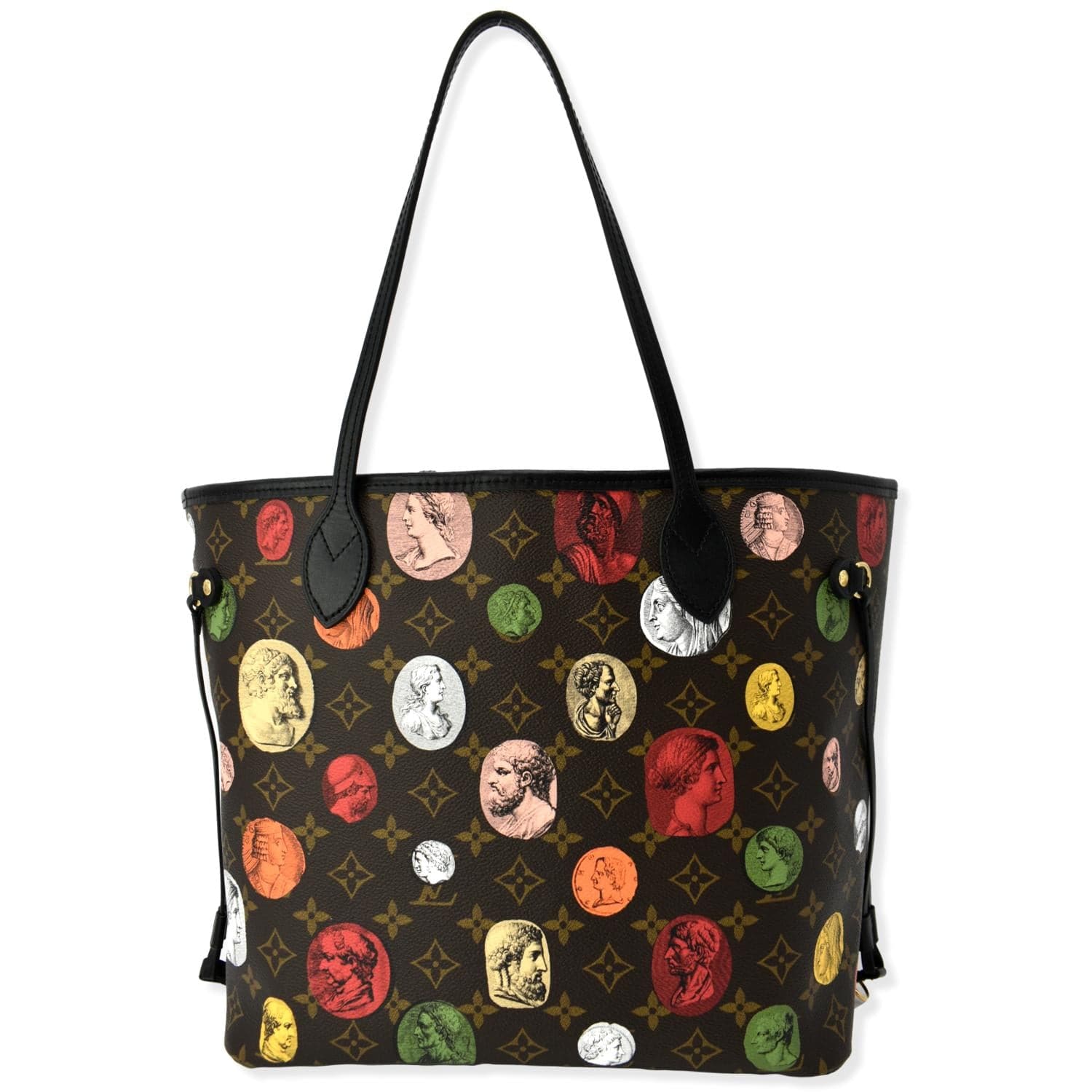 LOUIS VUITTON Neverfull MM x Fornasetti Cameo Monogram Canvas Tote Bag Brown