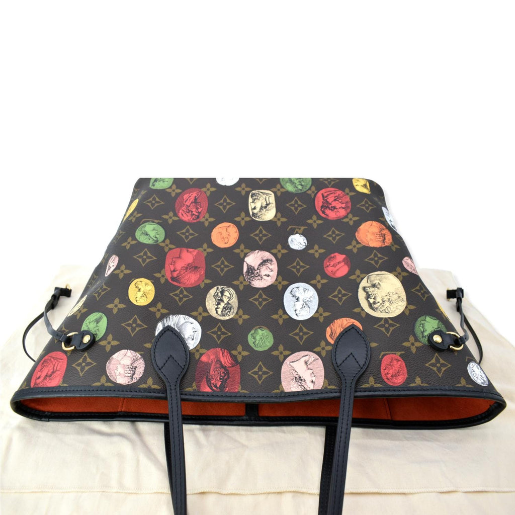 LOUIS VUITTON Neverfull MM x Fornasetti Cameo Monogram Canvas Tote Bag Brown