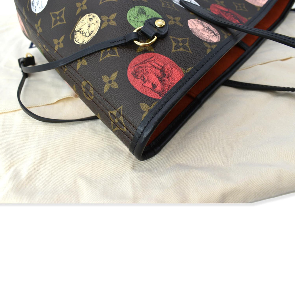 LOUIS VUITTON Neverfull MM x Fornasetti Cameo Monogram Canvas Tote Bag Brown