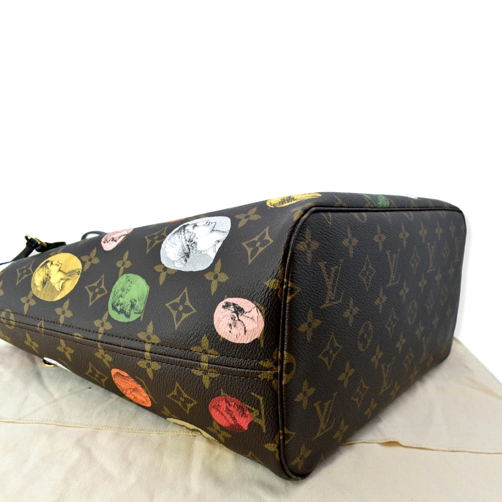 LOUIS VUITTON Neverfull MM x Fornasetti Cameo Monogram Canvas Tote Bag Brown