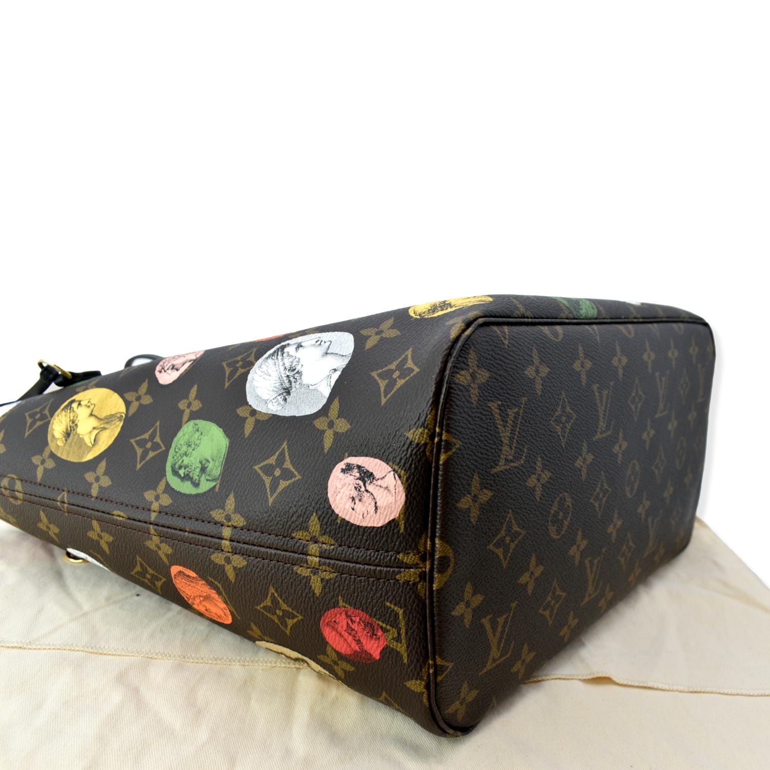 LOUIS VUITTON Neverfull MM x Fornasetti Cameo Monogram Canvas Tote Bag Brown