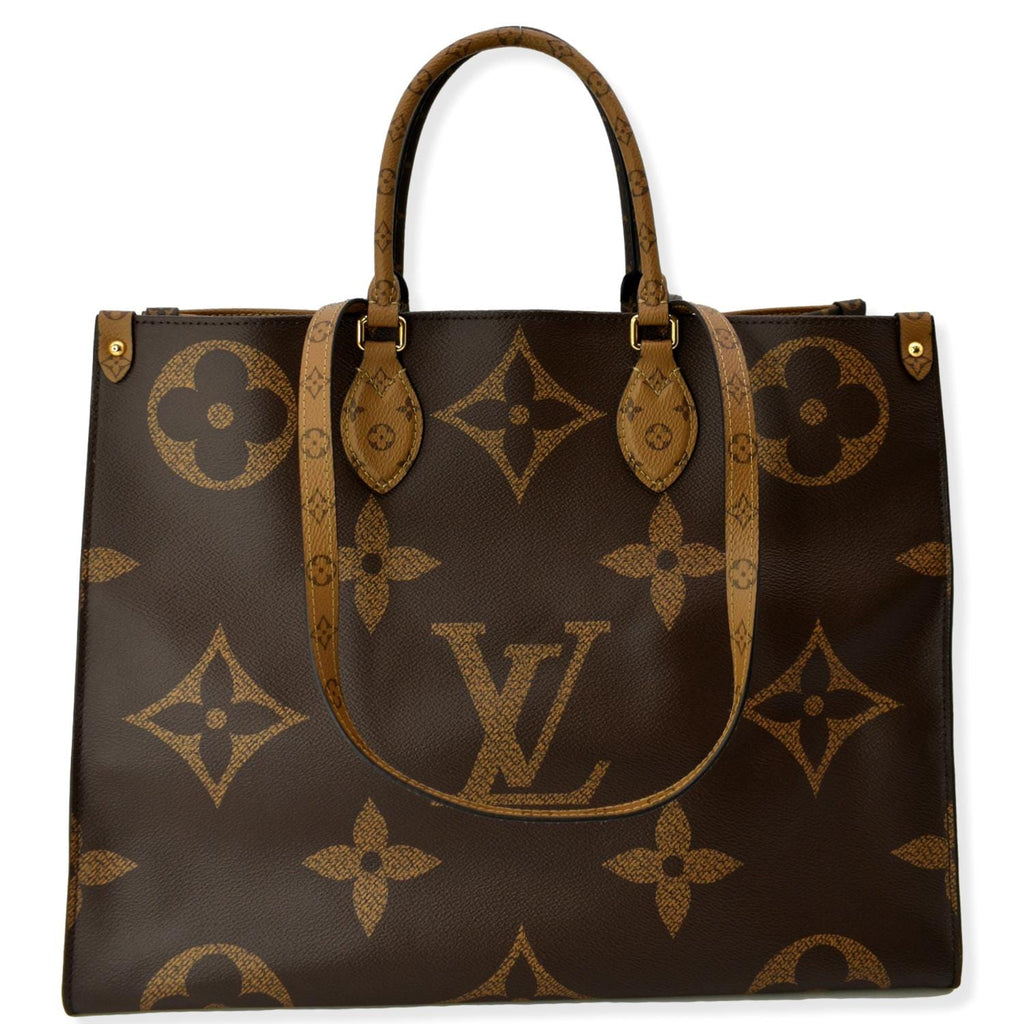 LOUIS VUITTON Onthego GM Giant Monogram Canvas Tote Shoulder Bag Brown