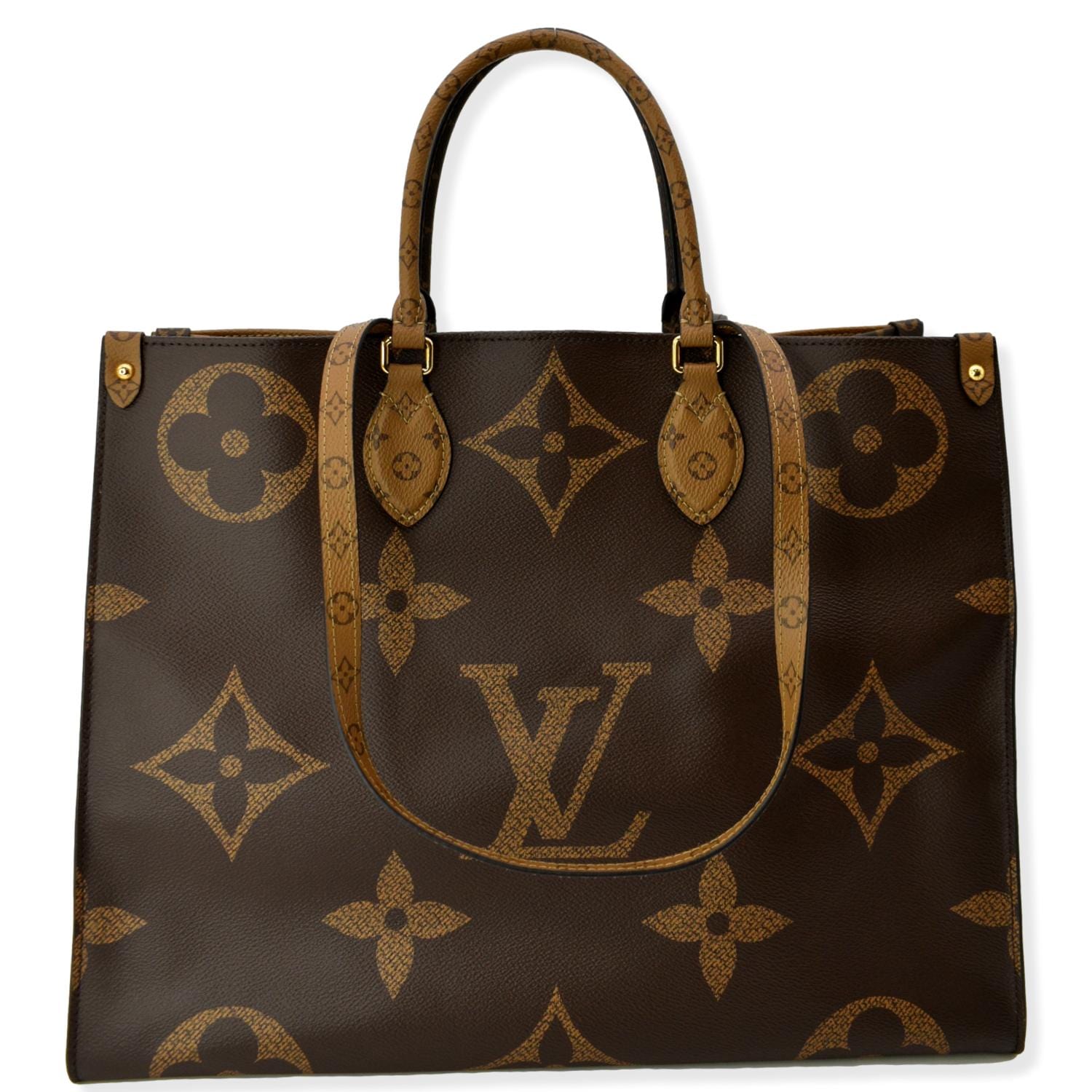 LOUIS VUITTON Onthego GM Giant Monogram Canvas Tote Shoulder Bag Brown