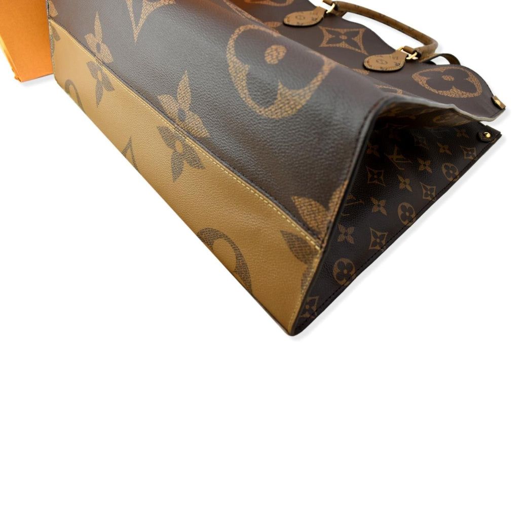 LOUIS VUITTON Onthego GM Giant Monogram Canvas Tote Shoulder Bag Brown