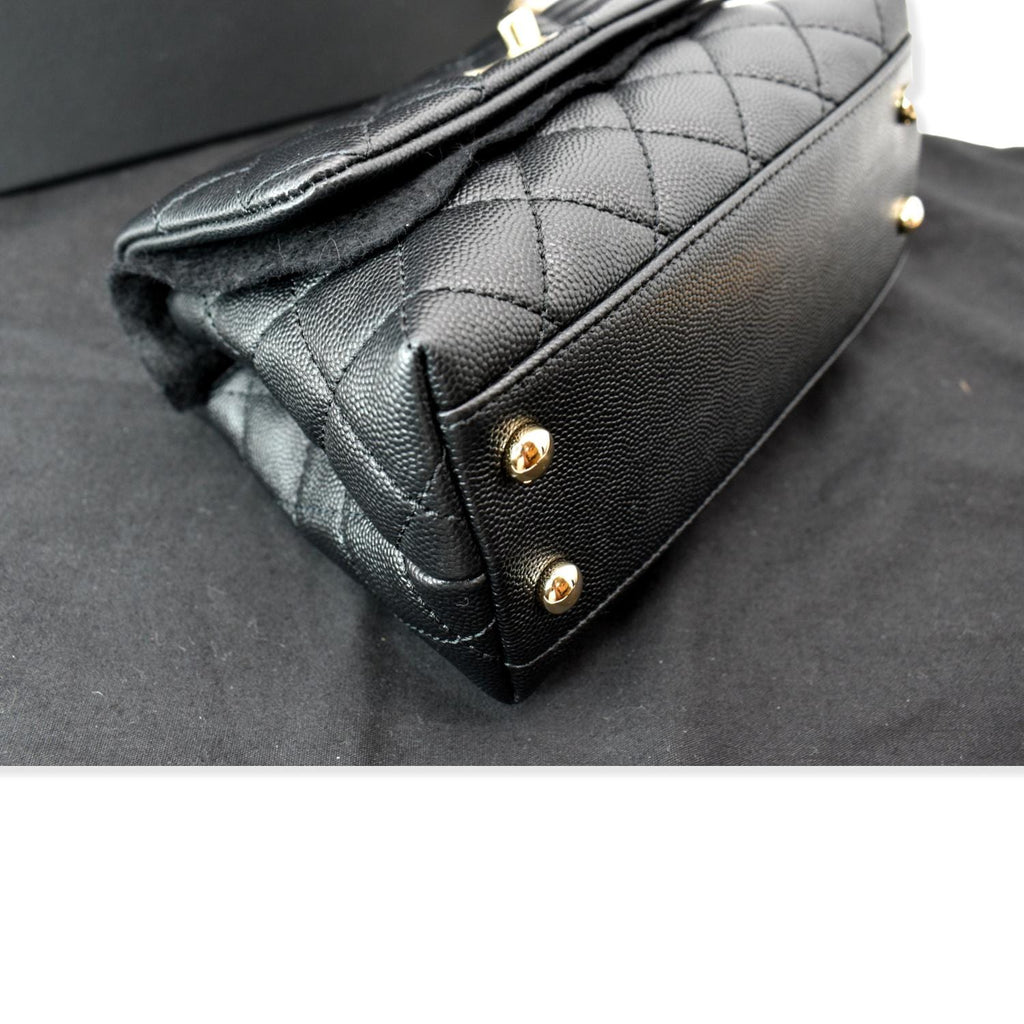 CHANEL Coco Extra Mini Top Handle Caviar Leather Shoulder Bag Black