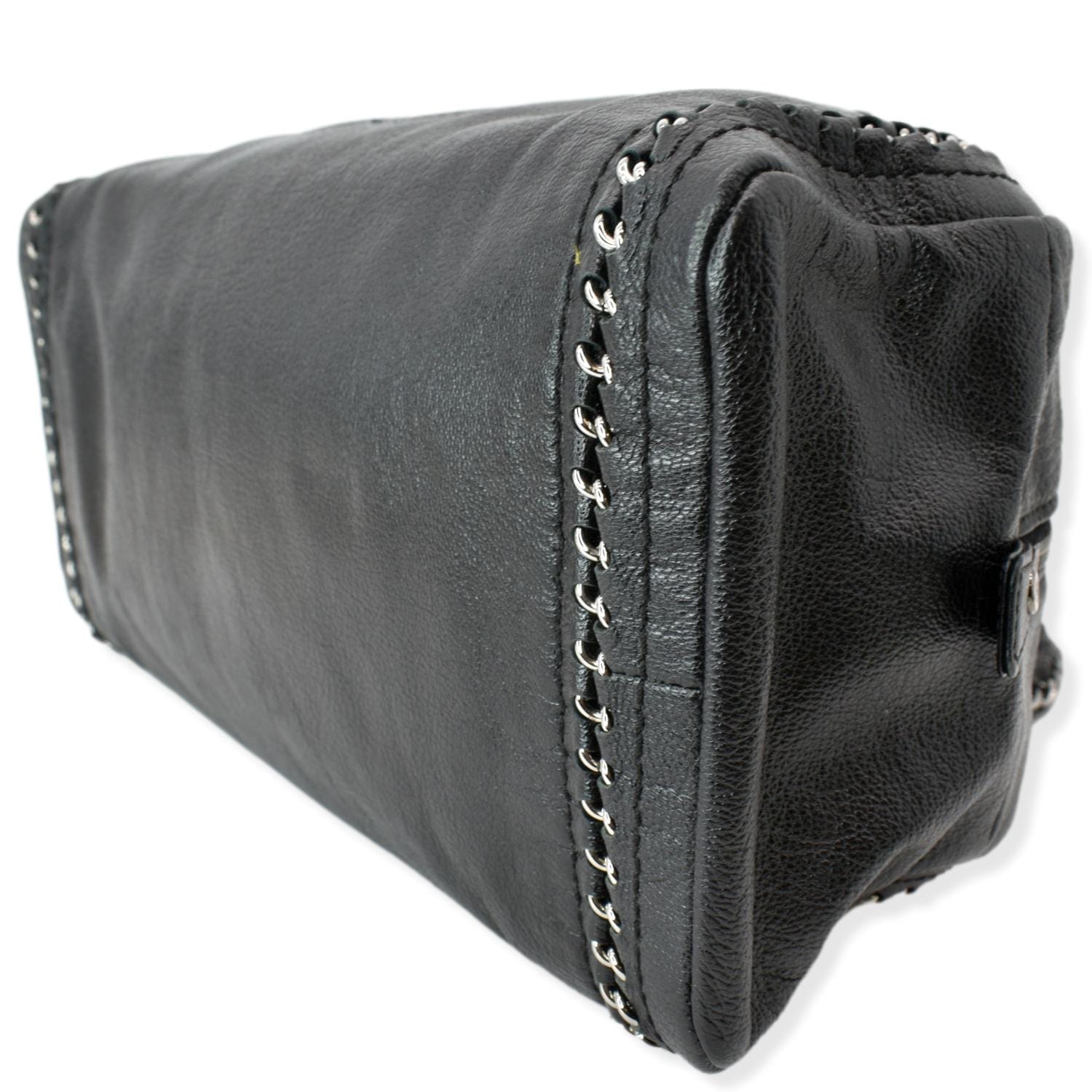 CHANEL CC Chain Around Leather Bowling Bag Black