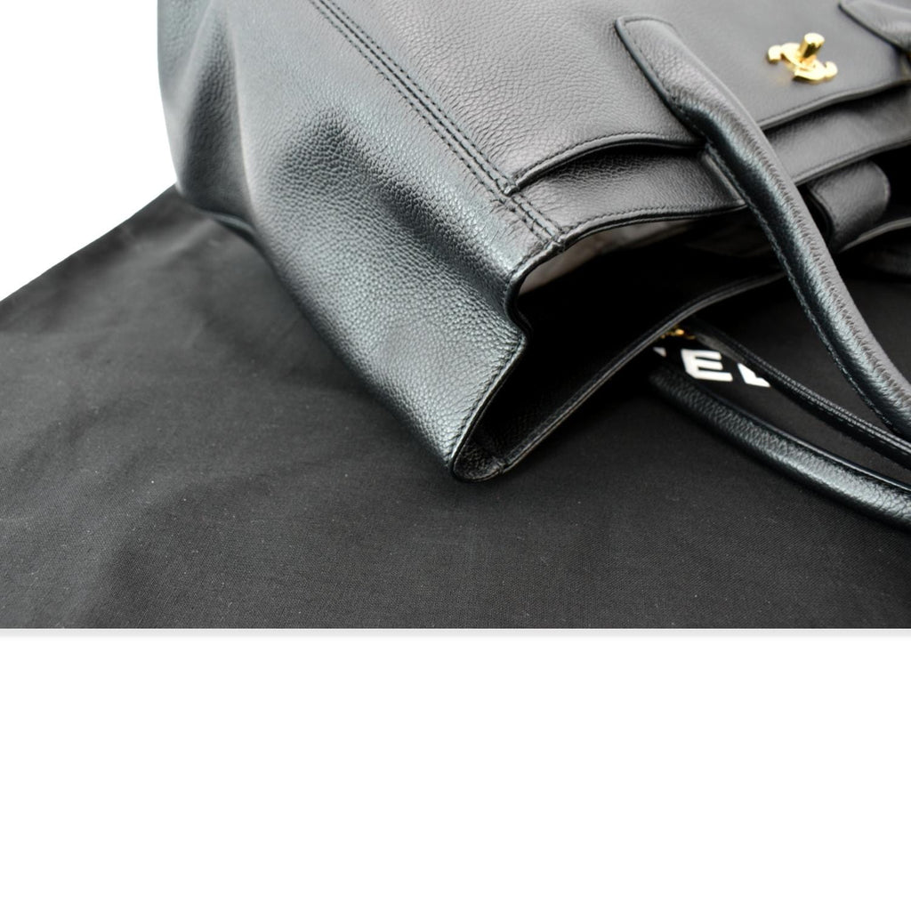 CHANEL Cerf Executive Leather Shopper Tote Bag Black