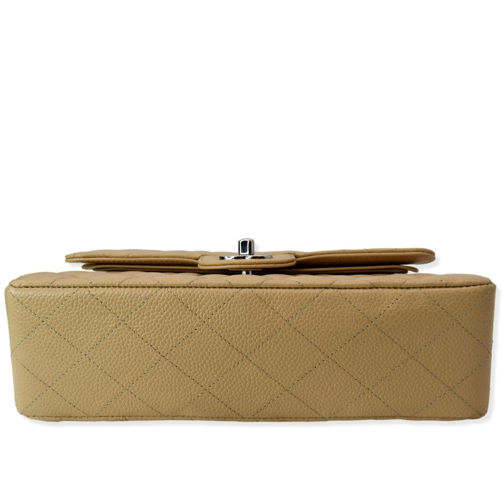 CHANEL Classic Double Flap Medium Leather Shoulder Bag Camel Beige