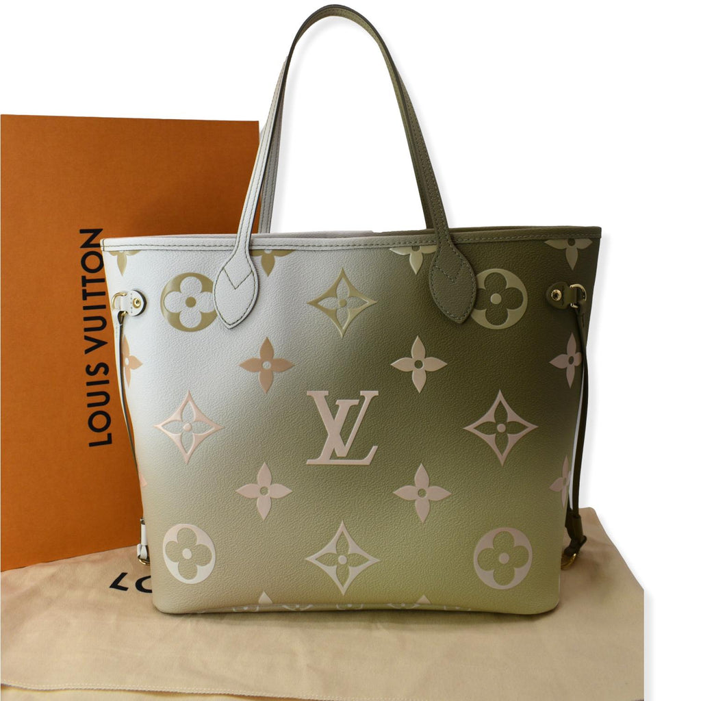 LOUIS VUITTON Neverfull MM Monogram Coated Canvas Tote Sunset Kaki