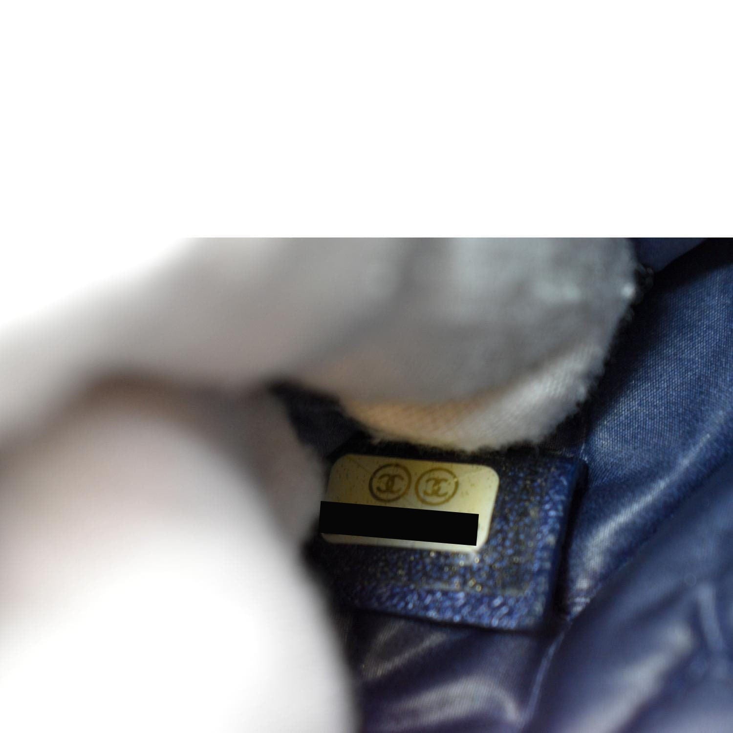 CHANEL Small Vintage Mademoiselle Leather Cosmetic Case Blue