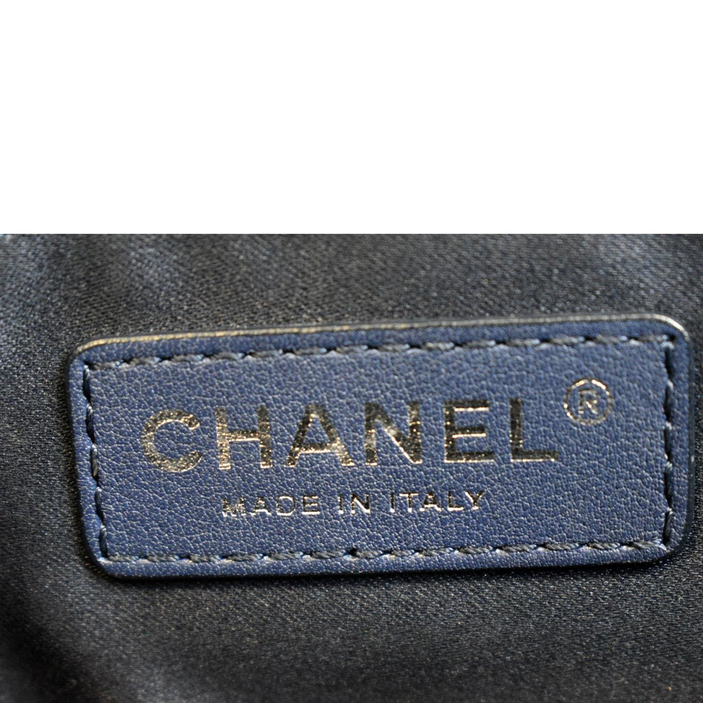 CHANEL Navy Quilted Patent Leather Accordion Flap Bag