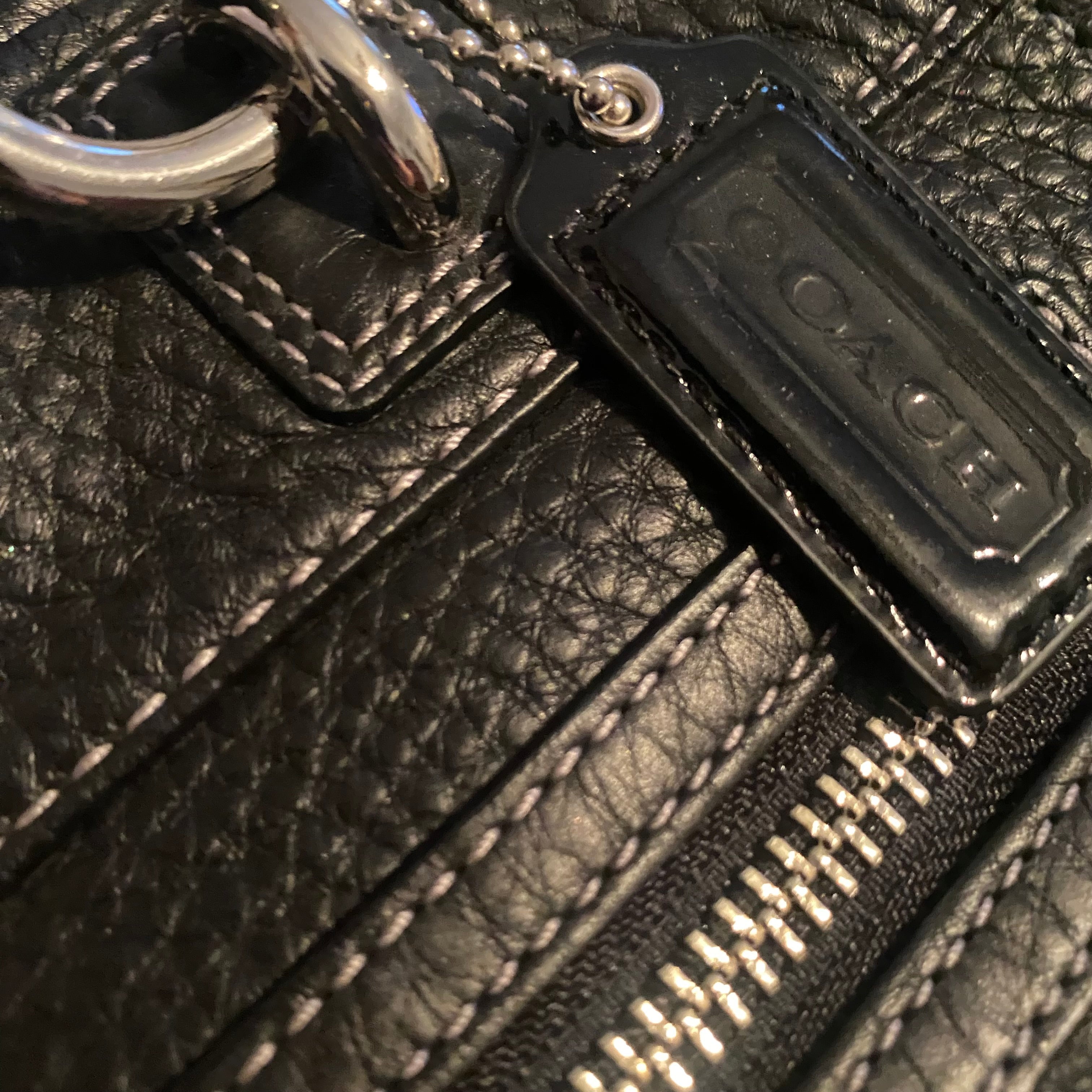 COACH Penelope Pebbled Leather Shoulder Bag Black # 14426