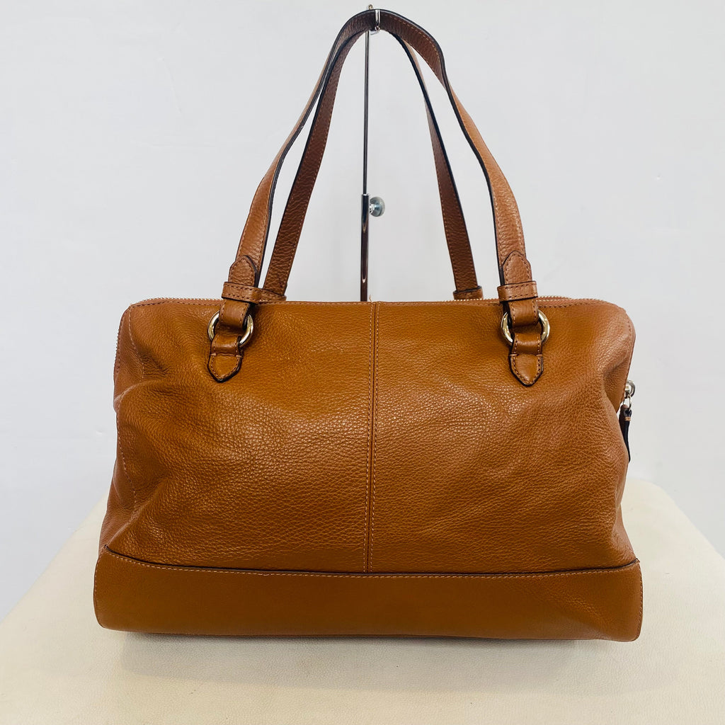 COACH Park Pebbled Calfskin Katheryn Triple Zip Satchel Tan/Brown Carryall Handbag 31324